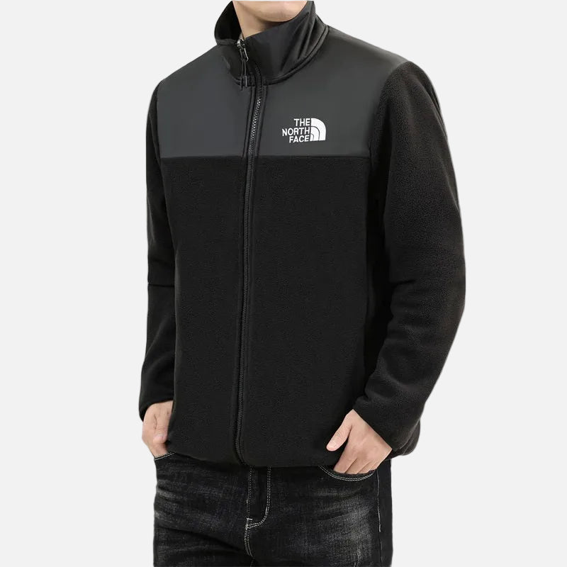 Men’s Denali-Style Fleece Jacket with Woven Chest Panel