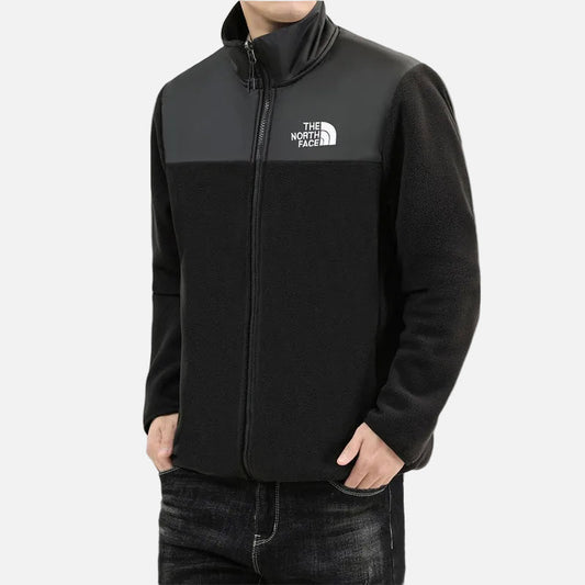 Men’s Denali-Style Fleece Jacket with Woven Chest Panel